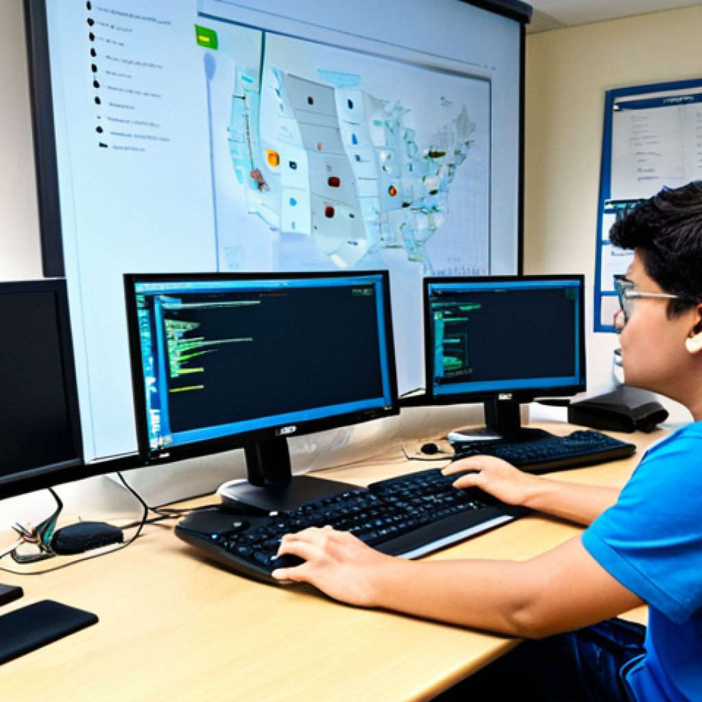 Network Simulation Lab**

"A student fully clothed in a casual t-shirt and jeans, sitting at a desk with a computer displaying Cisco Packet Tracer software simulating a network. Multiple virtual routers and switches are visible on the screen. The background is a typical home office setting with books and a whiteboard. Safe for work, appropriate content, perfect anatomy, well-formed hands, correct proportions, natural pose, learning environment, fully clothed, professional, digital illustration, high quality."

**