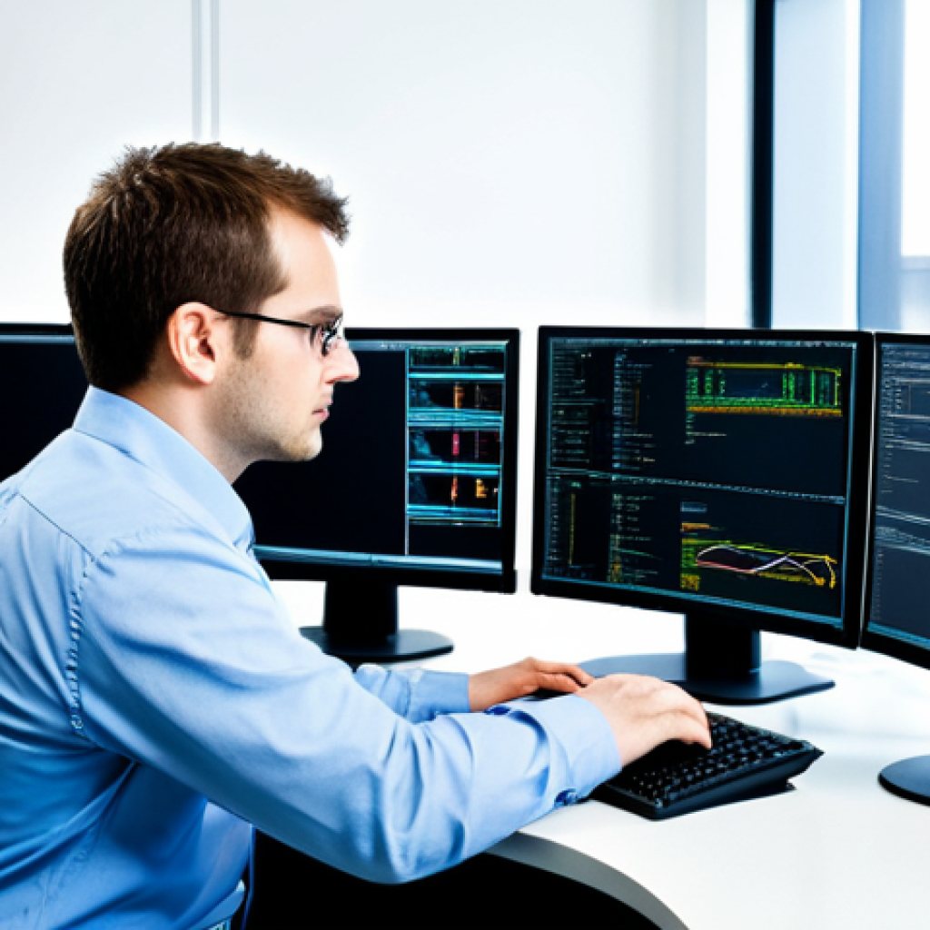 Network Engineer at Work**
"A professional network engineer in a modern office environment, working on network infrastructure, multiple monitors displaying code and network diagrams, fully clothed in appropriate business casual attire, focused and engaged, safe for work, perfect anatomy, correct proportions, natural pose, high-resolution, professional photography, well-lit."
**