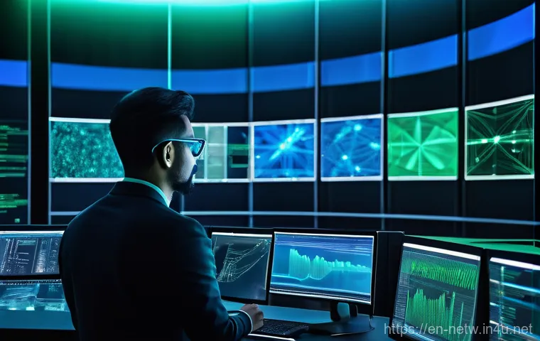 네트워크 실무와 AI 네트워크 기술의 융합 사례 - **AI Network Maestro Orchestrating a Digital Symphony:**
    A panoramic view of a sophisticated, fu...
