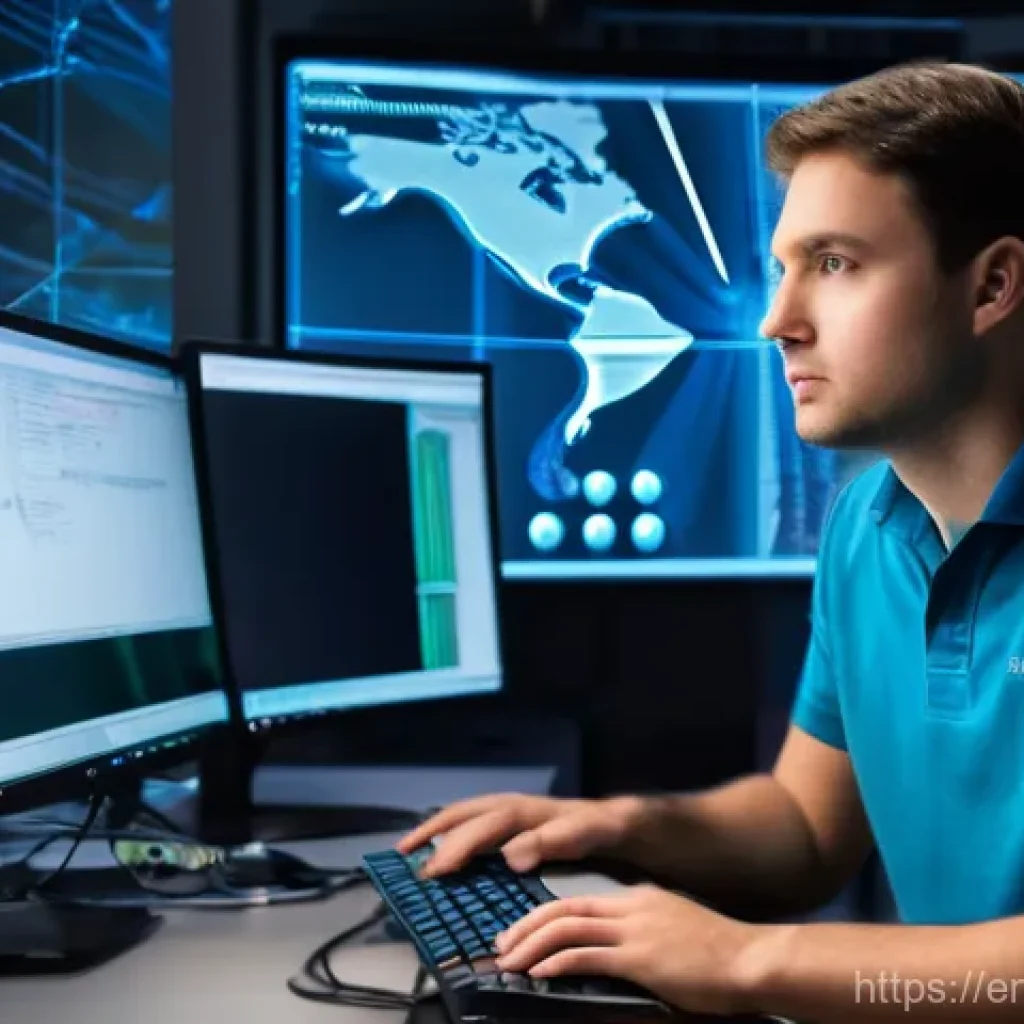 네트워크관리사 실기 시험에서 자주 출제되는 문제 분석 - **Prompt:** A focused network engineer, wearing casual but professional attire (like a polo shirt an...